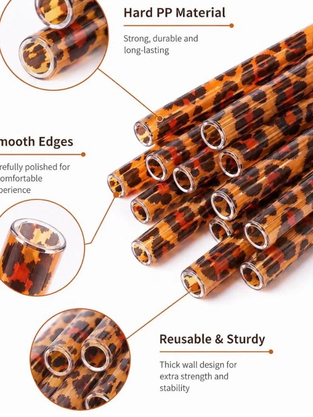 Leopard Print Party Straws - Brown Animal Print Paper Straws